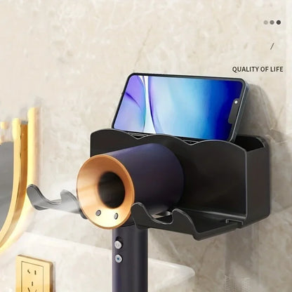 Wall Mounted Hair Dryer Bracket, For Bathroom Shelves Without Drilling, Hair Dryer Bathroom Storage Rack