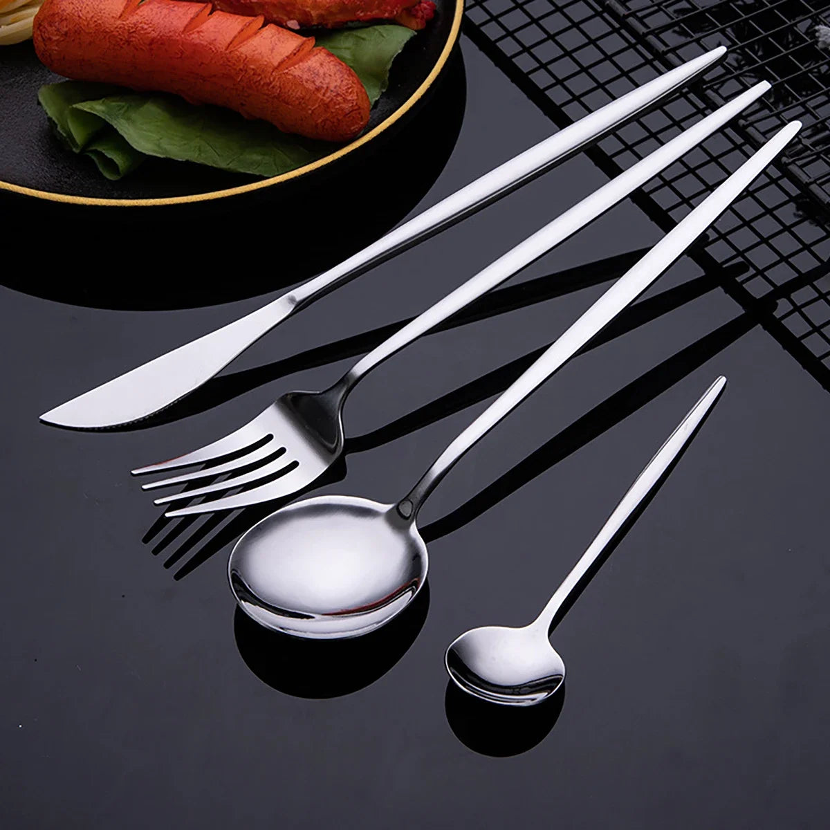 30 Piece Stainless Steel Cutlery Set | Knife Fork Tea Spoon Set