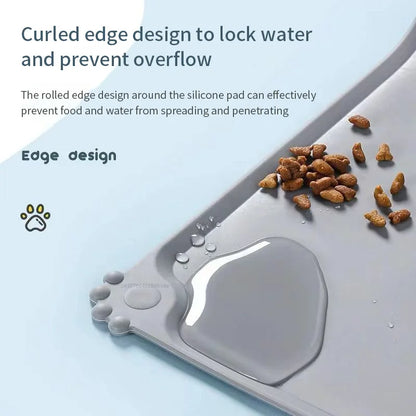 Silicone Dog Cat Bowl Mat Non-Stick Pet Fountain Tray Food Pad Puppy Dogs Feeding Drinking Mat Easy Washing Placemat