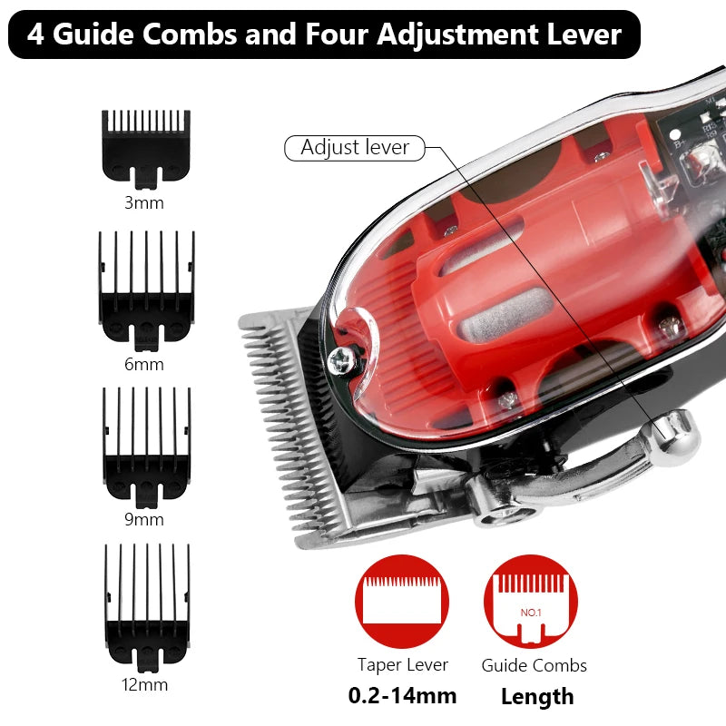 Transparent Electric Trimmer Men Beard Trimming Professional Clippers USB Rechargeable Machine Hair Cutting Clippers Shaving