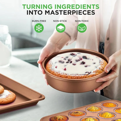 20 Piece Professional Home Kitchen Cookware and Bakeware, Pots and Pans Set Non Stick Kitchenware, Cool-Touch Handles,Non Toxic