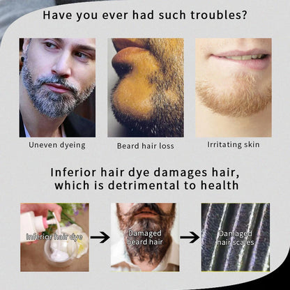Natural Men's Beard Dye Shampoo Instant Beard Hair Colouring Dye Tint Cream Moustache Blackening Shampoo Facial Skin Care Tool