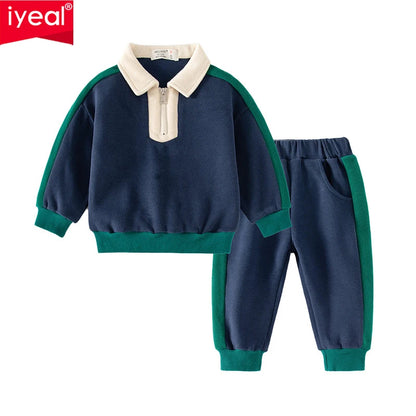 IYEAL New 2024 Spring Boys' Clothes Set  Kids Boys Contrast Color Long Sleeve Sweatshirts Tops + Long Pants Toddler Clothes Set