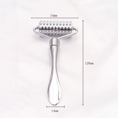 Stainless steel pointed roller spatula massage ball stone face roller massager to improve neck facial beauty skin care tool
