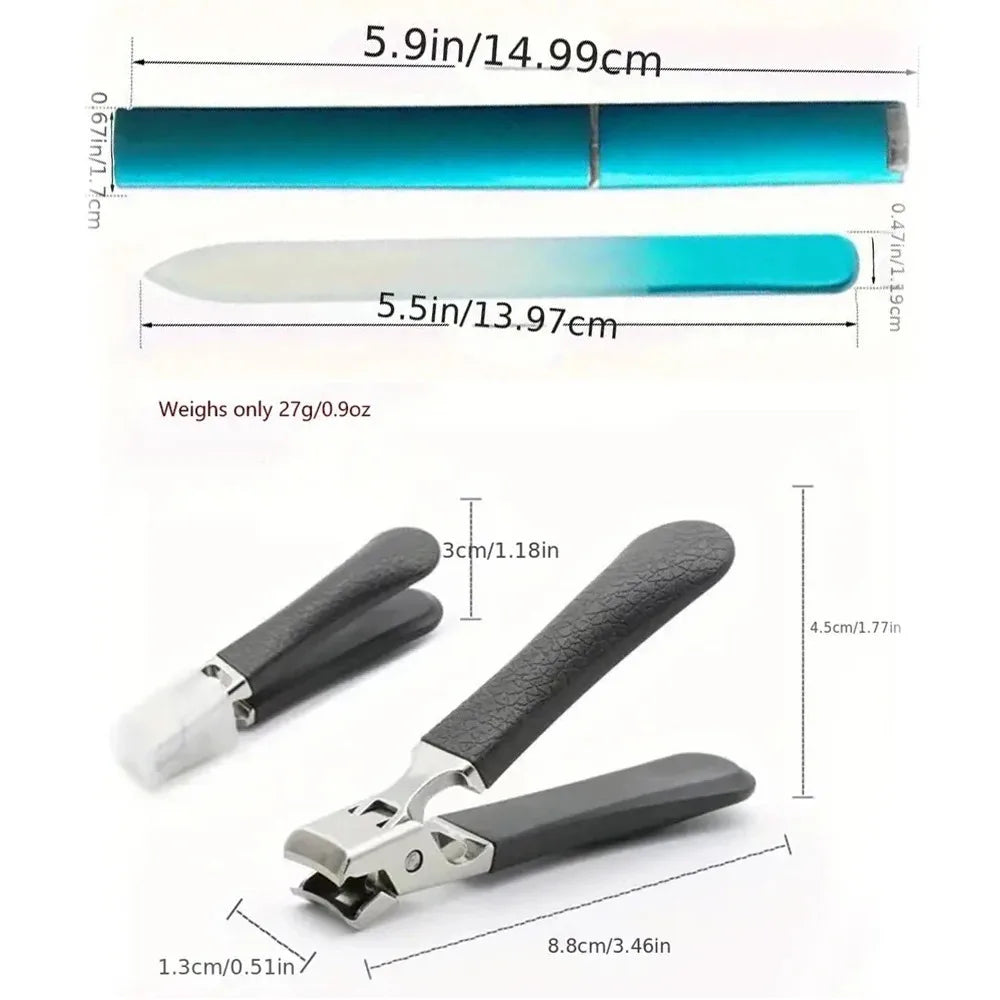 Professional Stainless Steel Nail Clippers Set for Thick Nails Anti-Splash Sharp Trimmer Nail Pedicure Manicure Tools for Men