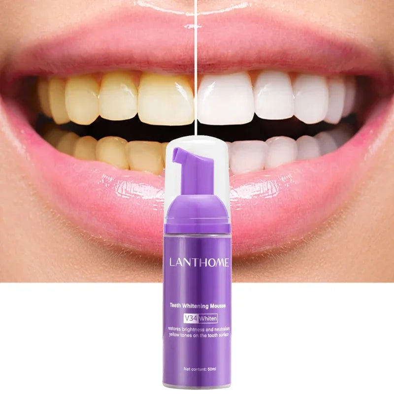 V34 Toothpaste 50ml Mousse Teeth Deep Cleaning Whitening Toothpaste Yellow Teeth Removing Tooth Stains Oral Cleaning Hygiene