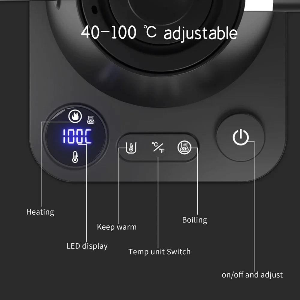 New Electric Kettle Small Portable Travel Kettl Coffee Gooseneck Electric Kittle Kettle Stainless Steel