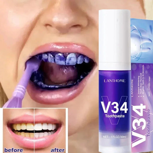 V34 Teeth Whitening Toothpaste Mousse Remove Plaque Stains Cleaning Oral Hygiene Fresh Bad Breath Dental Tooth Care Tools