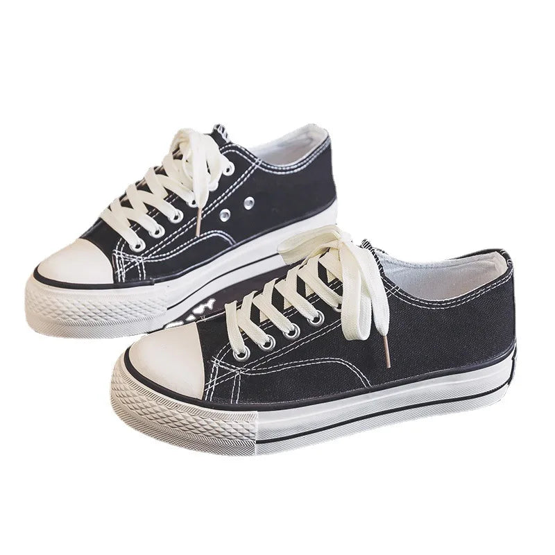 Spring Thick Sole Women's Shoes Leisure Canvas Shoes Breathable Comfortable Sports Shoes Thick Sole Height Increasing Shoes