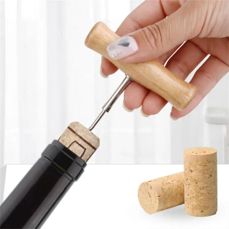 Wine Opener With Wooden Handle Screw Opener Wine Beer Tool Bar Wood Handle Corkscrew Professional For Kitchen New Gadget Kitchen