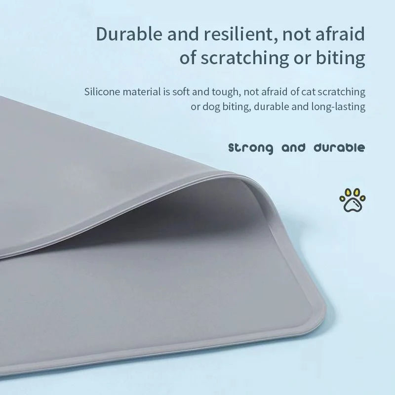 Silicone Dog Cat Bowl Mat Non-Stick Pet Fountain Tray Food Pad Puppy Dogs Feeding Drinking Mat Easy Washing Placemat