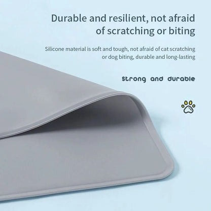 Silicone Dog Cat Bowl Mat Non-Stick Pet Fountain Tray Food Pad Puppy Dogs Feeding Drinking Mat Easy Washing Placemat