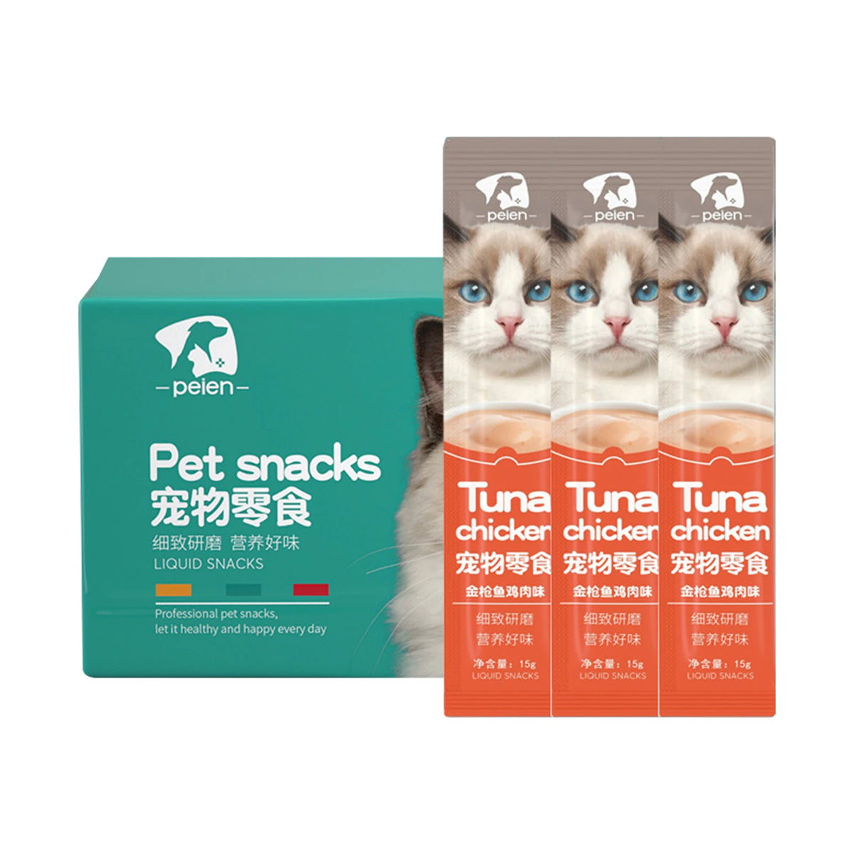30 PCS Cat Strips Wet Food Snacks Nutritious with Fresh Ingredients Cat Snacks 3 Flavours Fattening for Cats Pet Food
