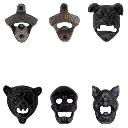 Bottle Opener Wine Beer Soda Cap Opener Wall Mounted Bottle Opener Kitchen Bar Tools Gadgets Cast Iron Bear Shape