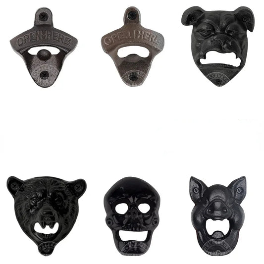 Bottle Opener Wine Beer Soda Cap Opener Wall Mounted Bottle Opener Kitchen Bar Tools Gadgets Cast Iron Bear Shape