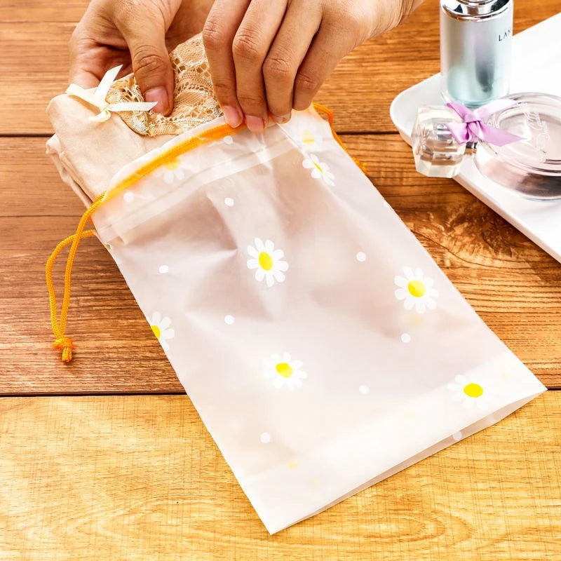 5pcs Travel Storage Bag Portable Shoe Clothes Organzier Drawstring Suitcase Organzier Transparent Underwear Makeup Storage Bag