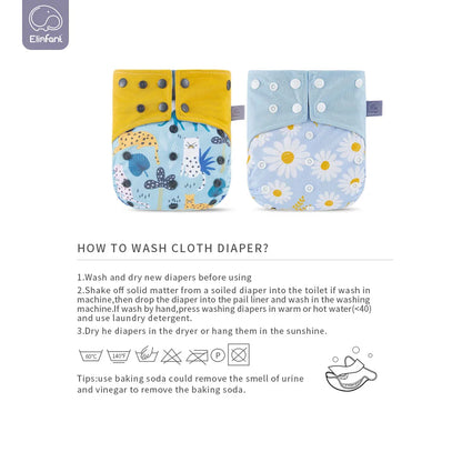 Elinfant Baby Reusable Washable Diaper Cloth  Suede Cloth Inner With One Pocket Fit 3-15kg Baby Cloth