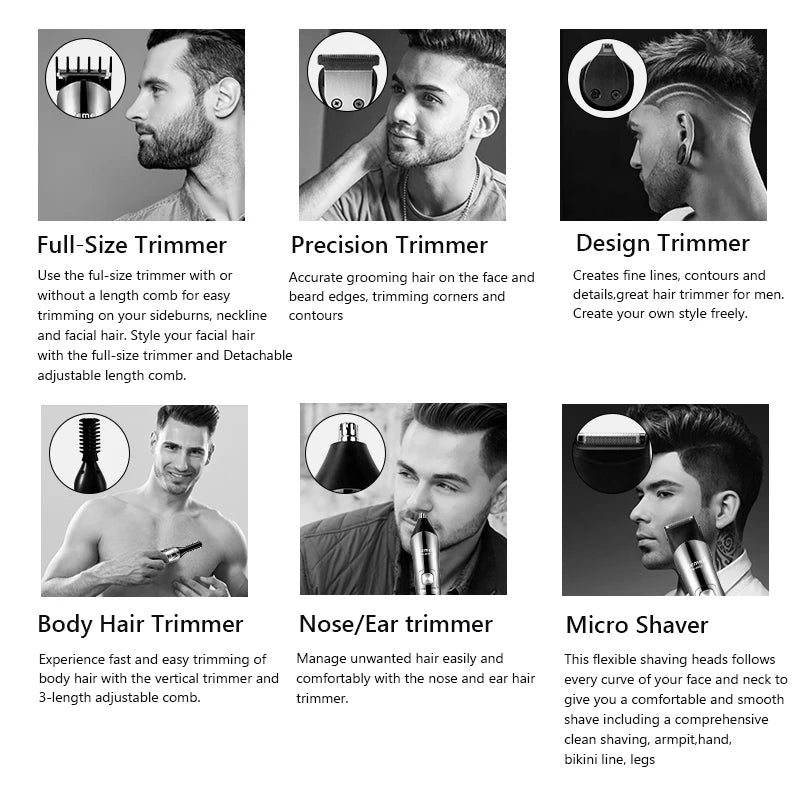 Waterproof Hair Trimmer Face Beard Body Grooming Kit hair Clipper Men Trimer Electric Hair Cutting Machine LCD Digital Display