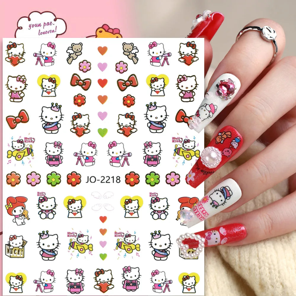 1PCS Cartoon Cinnamoroll Kulomi 3D Stickers Nail Art Decoration Sanrio Anime Character Series Nail Stickers DIY Lasting Decals