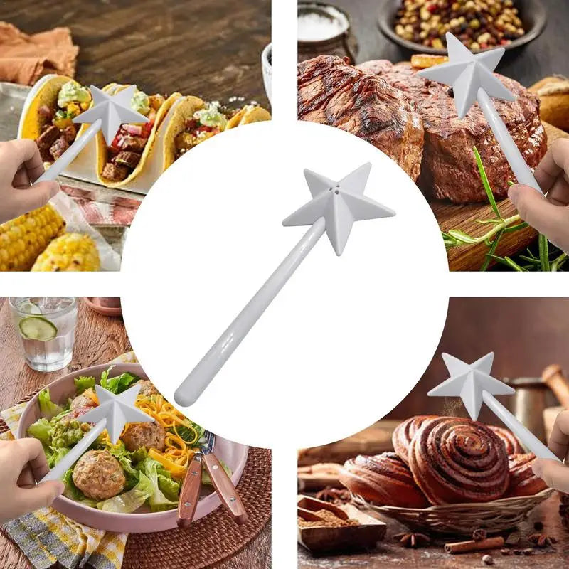 New Portable Salt Pepper Shakers Refillable Magical Star Wand Spice Dispenser Seasoning Shaker Set Kitchen & Dining BBQ Supplies