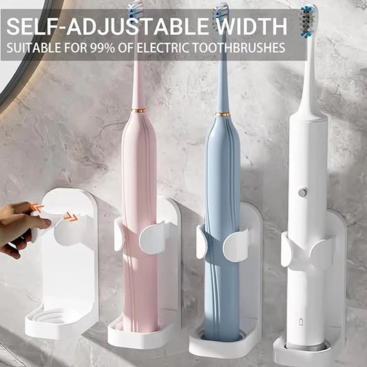 Toothbrush electronic holder, wall mounted adhesive holder, toothbrush organizer to save space and keep dry