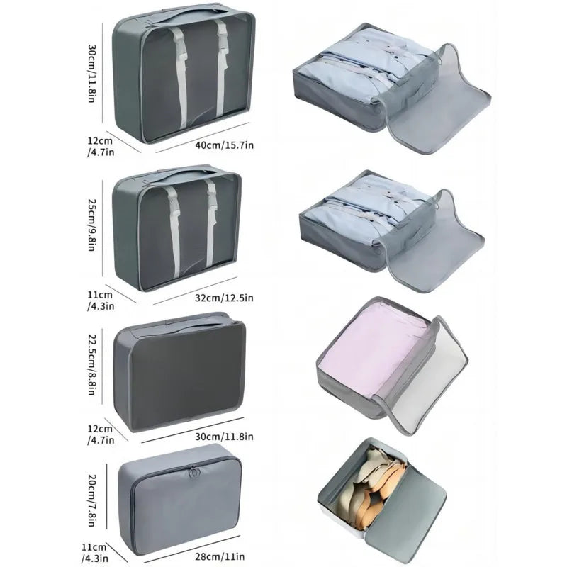 8/7pcs Travel Storage Bag Suitcase Storage Luggage Clothes Sorting Organizer Set Portable Wardrobe Luggage Clothes Shoe Pouch