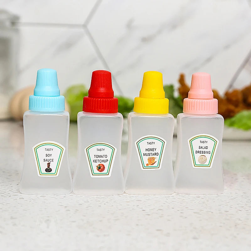 Refillable Mini Sauce Bottles Portable Ketchup Honey Salad Squeeze Bottles Dressing Dispensers For Lunch Box Kitchen Accessories