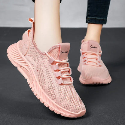 Designer Women Casual Sneakers Sports Shoes Fashion Brand Lace Up Loafers Female Knitted Mesh Breathable Shoes for Women
