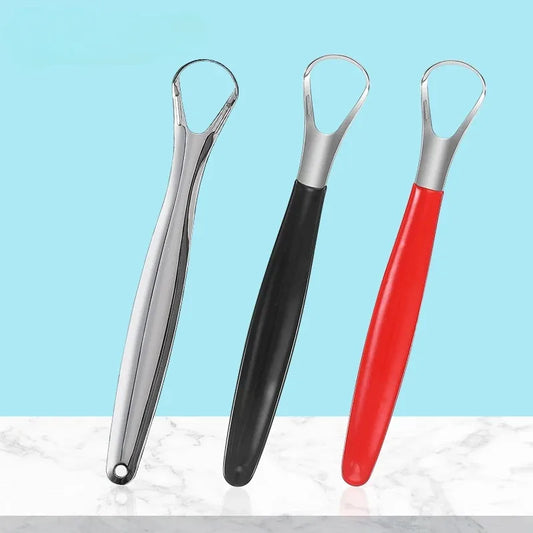 Three-color Stainless Steel Tongue Scraper Tongue Odor Cleaner Opening + Dip Handle U-shaped Open Tongue Scraper Oral Cleaning