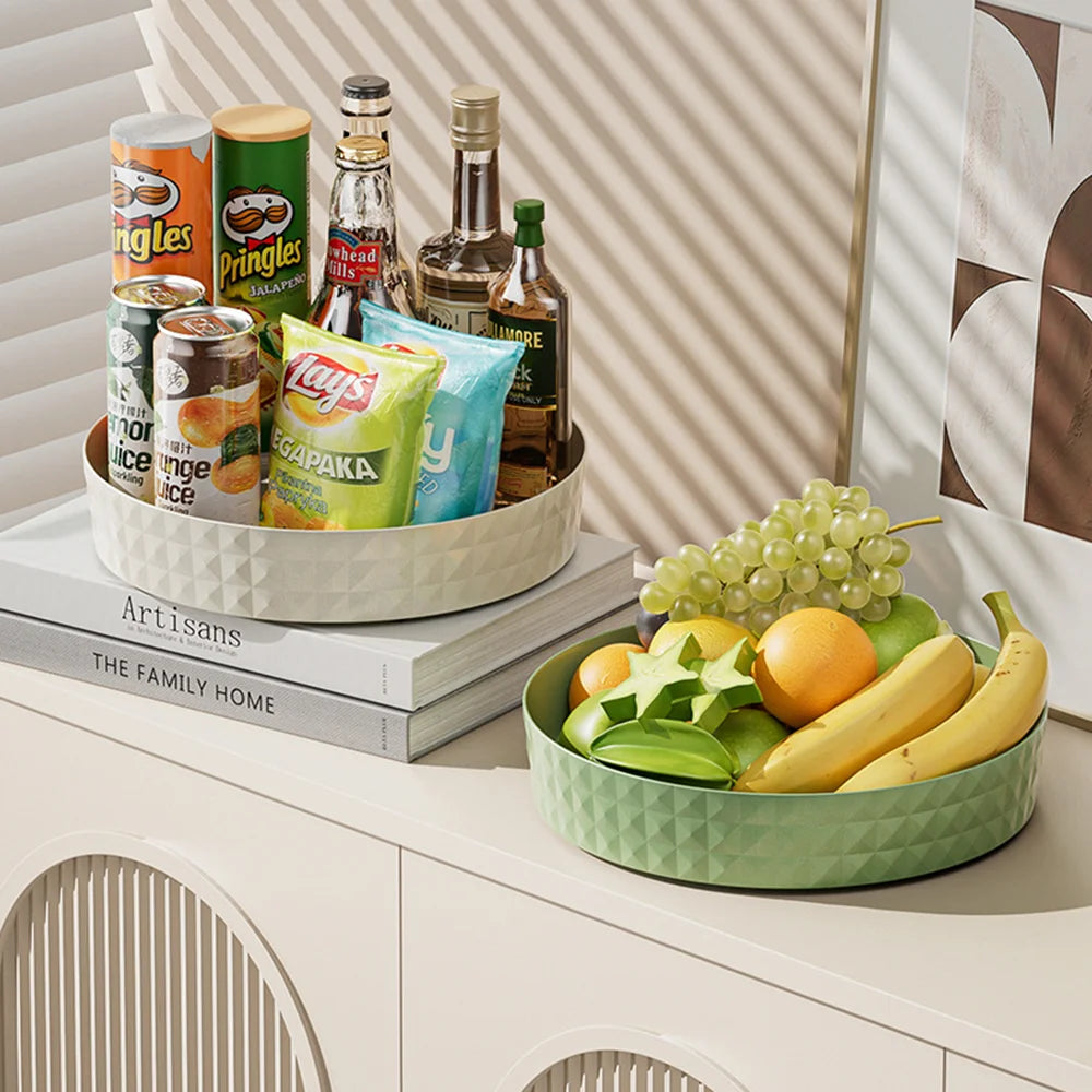 Kitchen Storage Spice Rack 360 Degree Rotating Cabinet Organizer Tray Plate Cosmetic Organizer Non-Slip Spice Round Rack Holder
