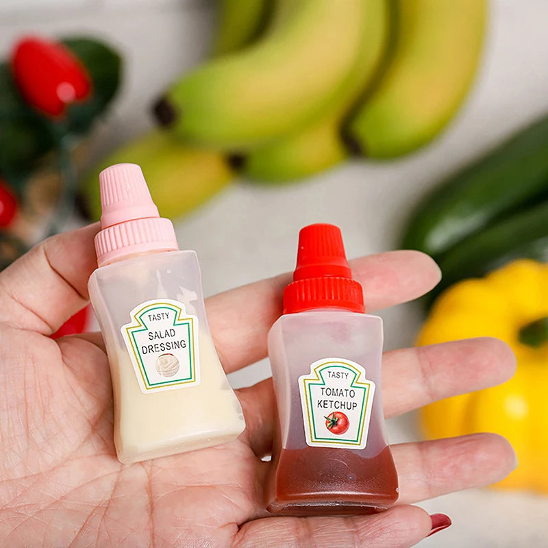 Refillable Mini Sauce Bottles Portable Ketchup Honey Salad Squeeze Bottles Dressing Dispensers For Lunch Box Kitchen Accessories