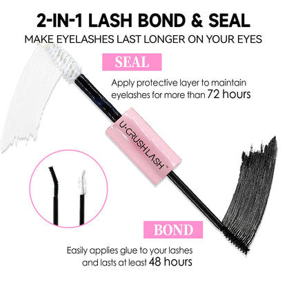 LASHVNNA Lash Clusters Kit With Waterproof Strong Hold DIY Lash Extension Kit Lash Bond And Seal And Eyelash Tweezers Makeup