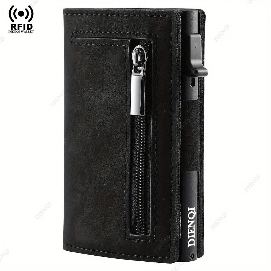 Magnetic Credit Card Holder Luxury Men Wallet Rfid Blocking Pop Up Minimalist Wallet Leather Bank Cardholder Case Vallet for Men