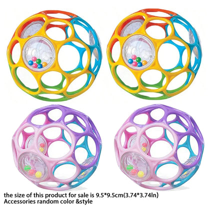 Soft Baby Grasping Ball Rattles with Bell Ball Early Education Educational Sensory Toy Random Color）