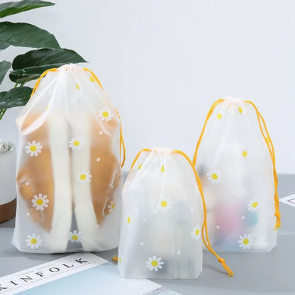 5pcs Travel Storage Bag Portable Shoe Clothes Organzier Drawstring Suitcase Organzier Transparent Underwear Makeup Storage Bag