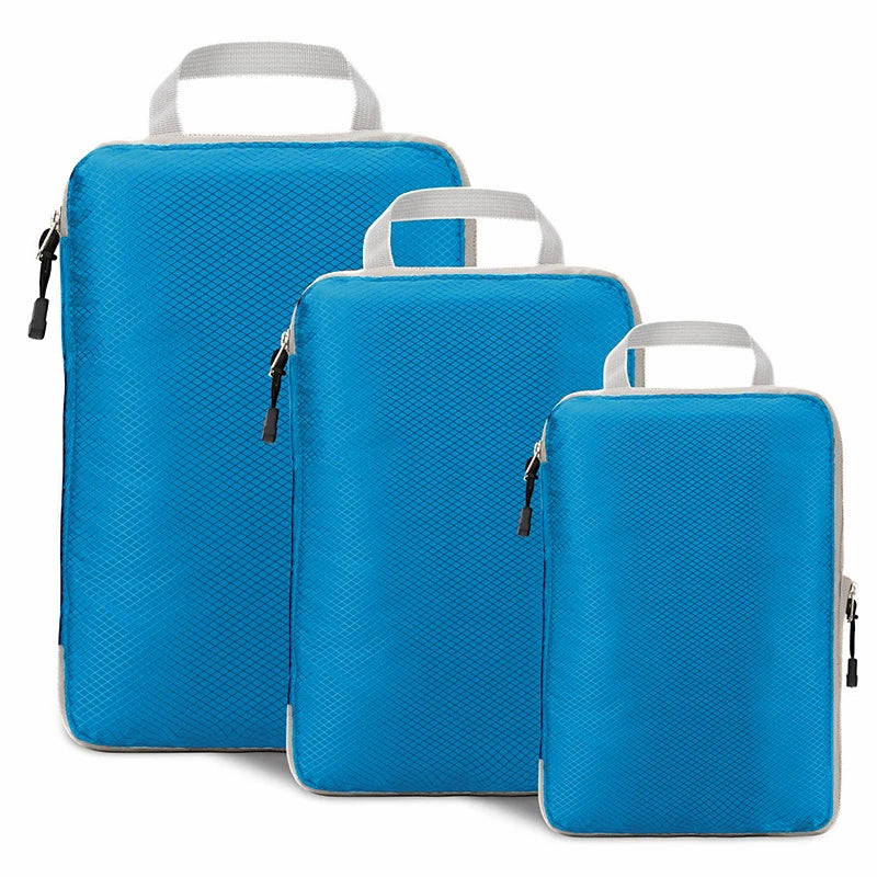 3PCS Travel Compressible Packing Cubes Foldable Waterproof Storage Bag Suitcase Nylon Portable With Handbag Luggage Organizer