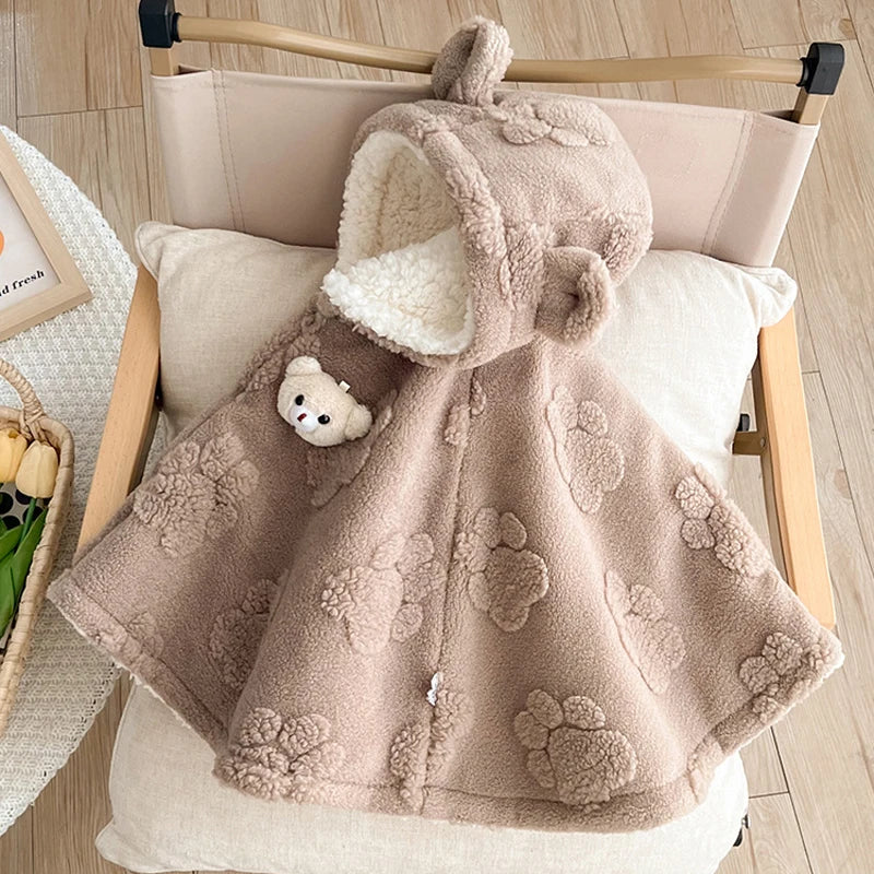 IYEAL Super Cute Baby Autumn Winter Clothes, Windproof Cloak Jacket For Going Out, Baby With Plush And Thick Shawl For Warmth