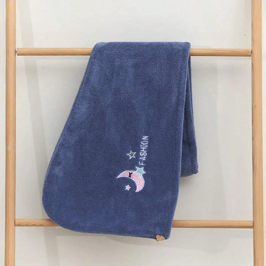 1Pc Embroidery Style Hair Drying Cap, Coral Fleece Thickened Hair Towel for Bathroom, Women's Absorbent Quick Drying Shower Cap,