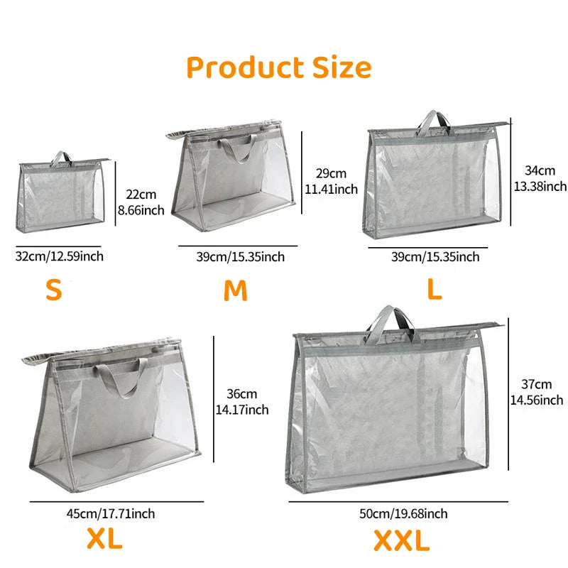 Pvc Transparent Dust-proof Handbag Storage Bag Organizer Home Wardrobe Storage And Organization Crossbody Zip Waterproof Bag