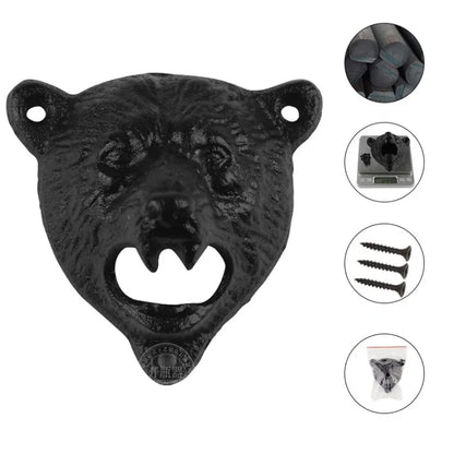 Bottle Opener Wine Beer Soda Cap Opener Wall Mounted Bottle Opener Kitchen Bar Tools Gadgets Cast Iron Bear Shape