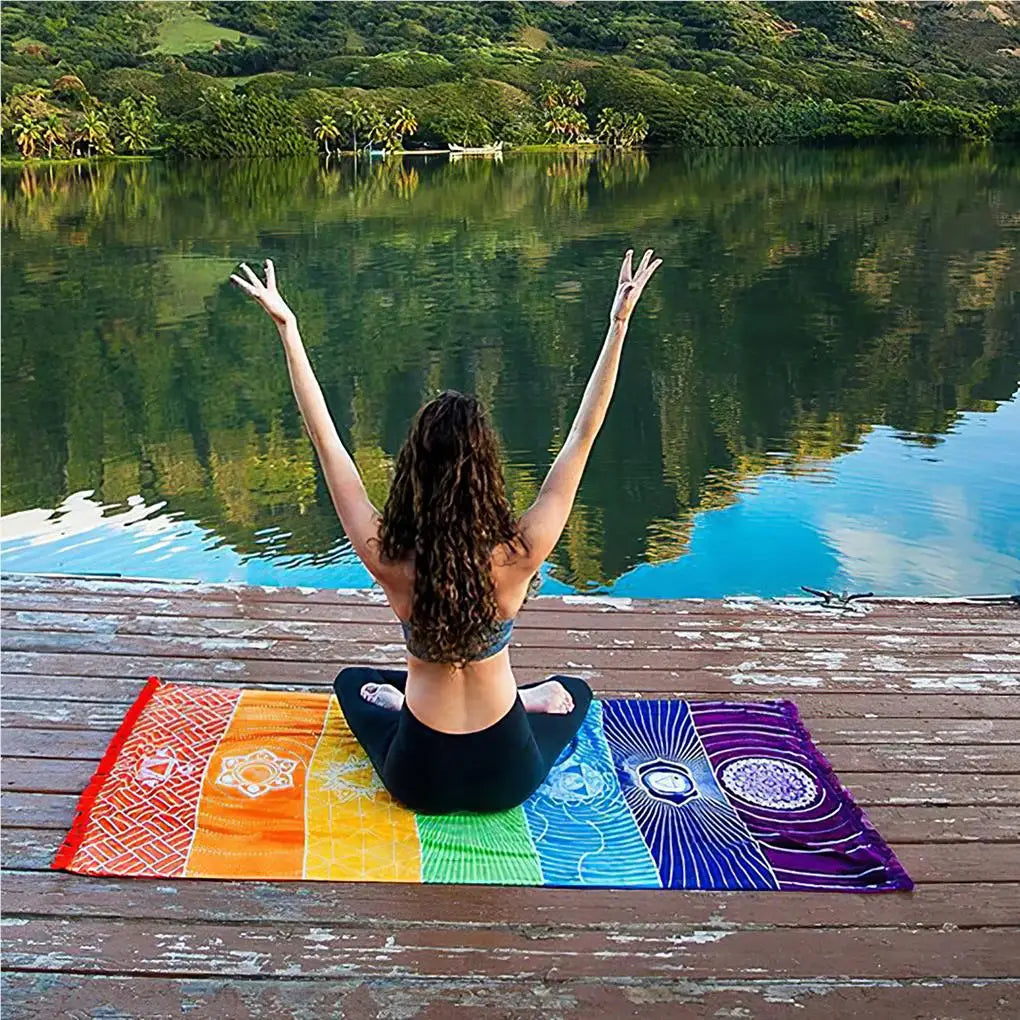 Meditation Yoga Rug Multipurpose Tassel Floor Mat Sun-proof Good Workmanship Rectangular Tapestry Towels Outdoor Supplies