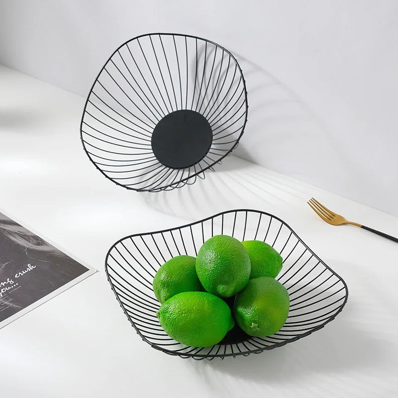 Fruit Basket Durable Metal Wire Storage Bowl Nordic Style Iron Home Snacks Bread Dining Table Indoor Cosmetic Storage Basket