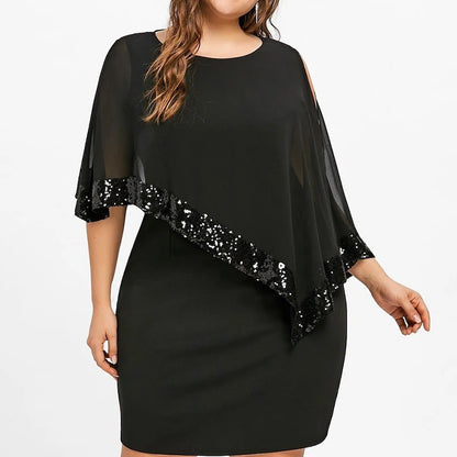 Plus Size Sequin Off-Shoulder Dress