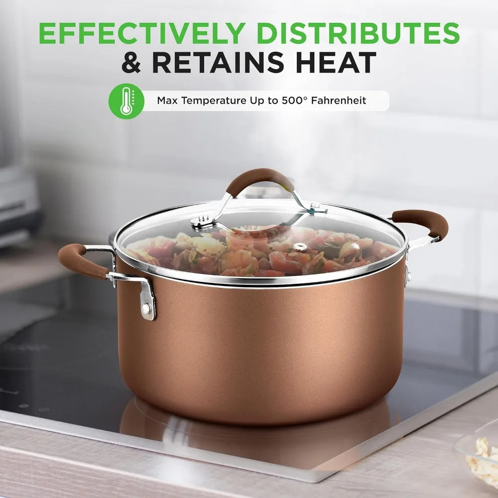20 Piece Professional Home Kitchen Cookware and Bakeware, Pots and Pans Set Non Stick Kitchenware, Cool-Touch Handles,Non Toxic