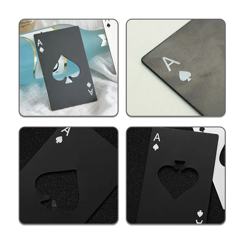 Stainless Steel Credit Card Size Beer Opener Cap Ace of Spades Casino Poker Shaped Can Opener for Family Bar Party Tools
