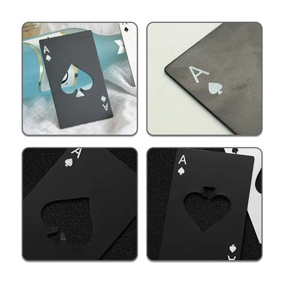 Stainless Steel Credit Card Size Beer Opener Cap Ace of Spades Casino Poker Shaped Can Opener for Family Bar Party Tools