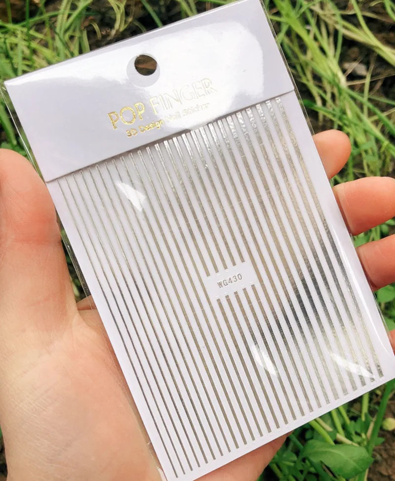 Stripe Line Nail Sticker Decal Thin Lining Line Art Self-Adhesive Peel Off Silver /Gold /White /Black Gold Stickers Accessories