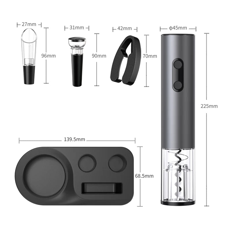 Electric Wine Opener Gift Set Automatic Corkscrew With Foil Cutter One-click Button Battery Bottle Opener For Kitchen Bar Party