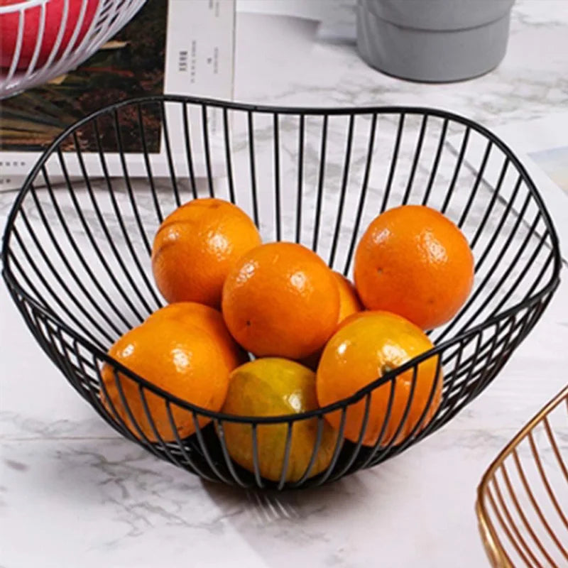 Fruit Basket Durable Metal Wire Storage Bowl Nordic Style Iron Home Snacks Bread Dining Table Indoor Cosmetic Storage Basket