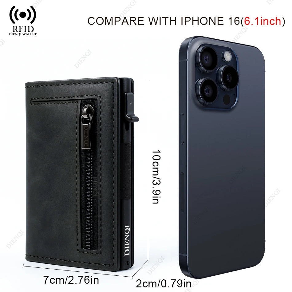 Magnetic Credit Card Holder Luxury Men Wallet Rfid Blocking Pop Up Minimalist Wallet Leather Bank Cardholder Case Vallet for Men